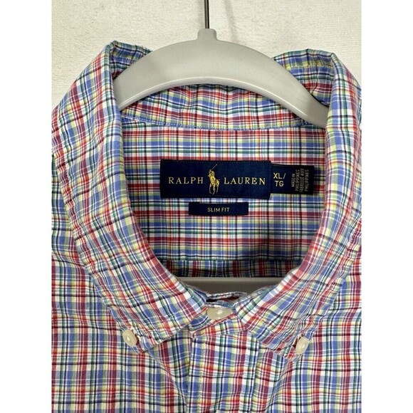 Ralph Lauren Button Down Shirt Mens XL Slim Fit Multicolor Pony Logo Long Sleeve - Picture 3 of 8